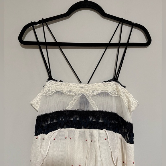 Free People New Romantics Ivory Boho Embroidered Lace Midi Dress Size 6 - Picture 3 of 13